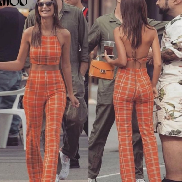 I.AM.GAI orange flared high rise pants - Picture 2 of 15